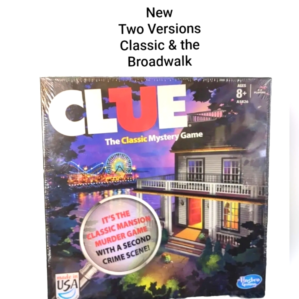 🆕CLUE BOARD GAME 2013 Edition w/ 2 Versions: Classic Mansion Game & Boardwalk